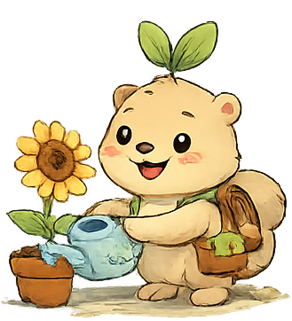 Sprout watering a sunflower